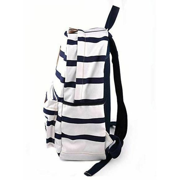 DGY Canvas Laptop Backpack WHITE BLUE STRIPE FITS 14" LAPTOP - Picture 3 of 6